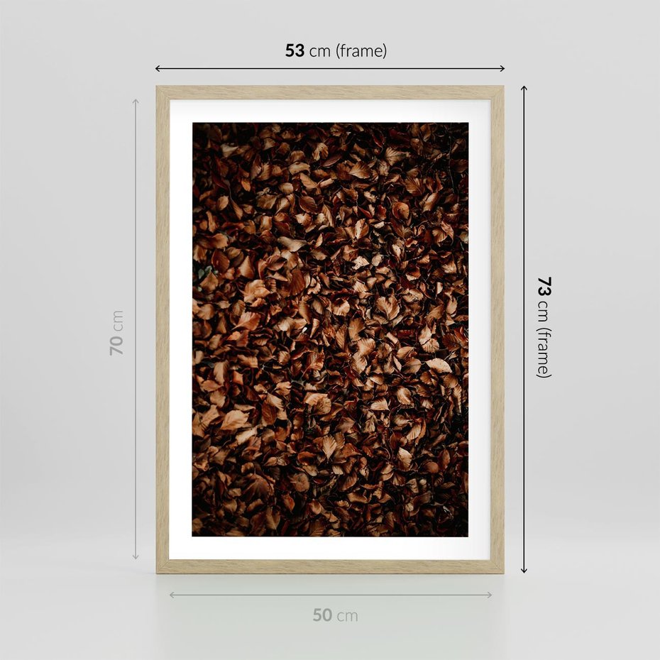 Plakat w ramie 50x70 - Jesienny Dywan - dywan z suchych liści, jesień - rama drewno