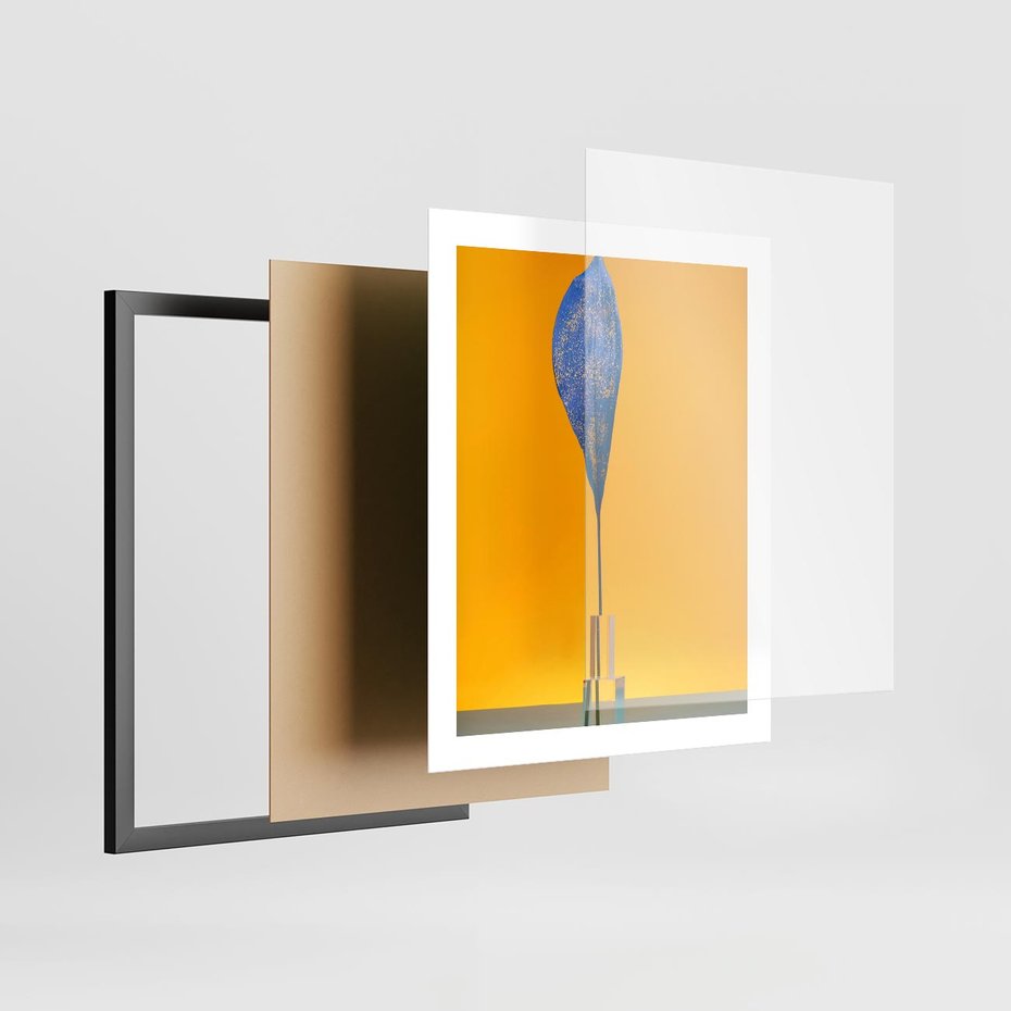 Plakat w ramie 40x50 - Niebiańskie liście - liść, liście - rama czarna