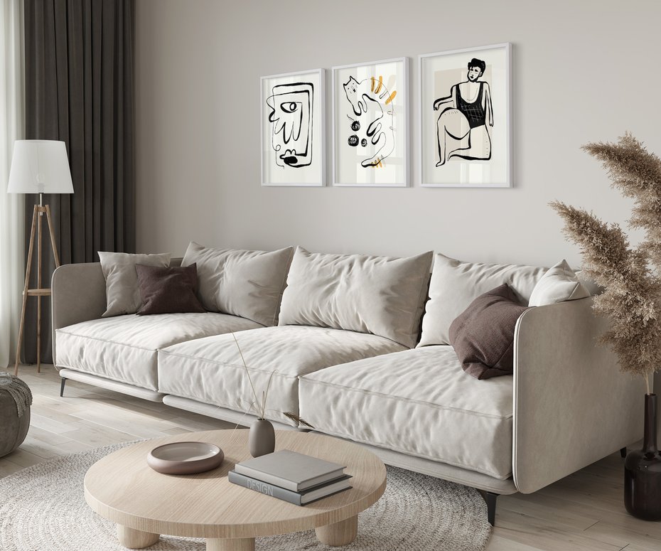 Zestaw obrazy w ramie 50x70 galeria - Abstrakcja, jak, Picasso, nowoczesny - rama biała