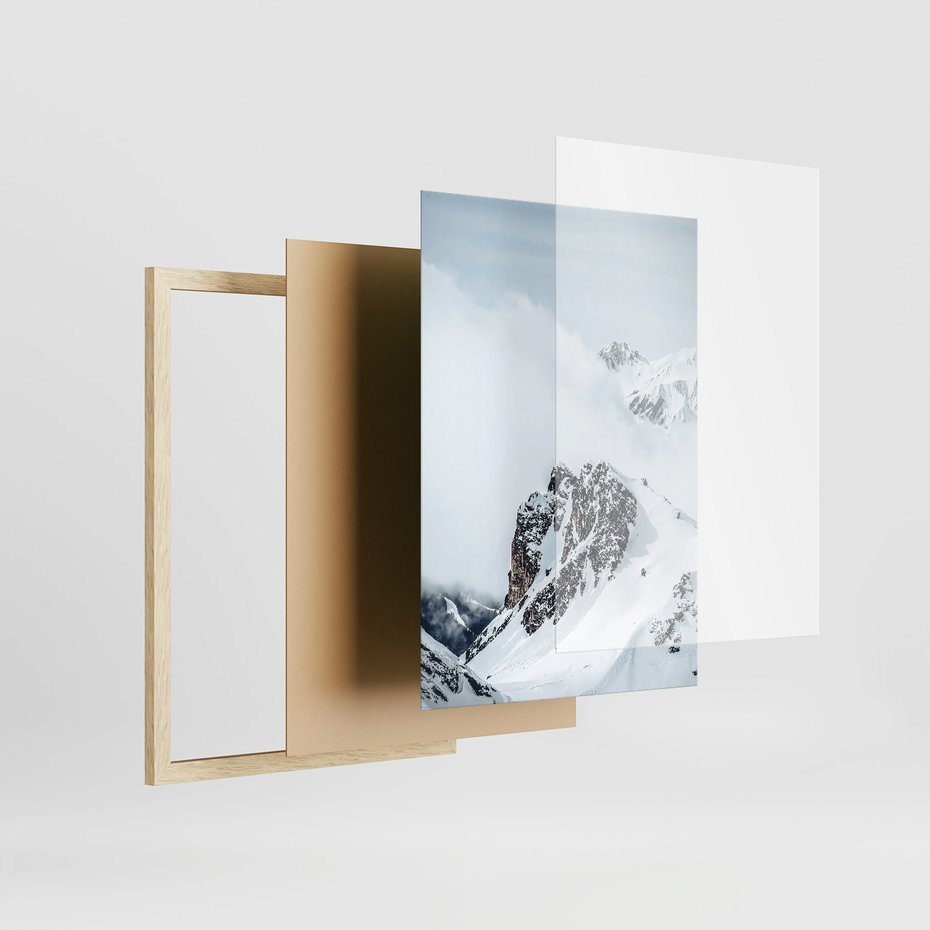 Zestaw obrazy w ramie 40x50 galeria - Retro, krajobraz, góry, zima, zamek - rama drewno