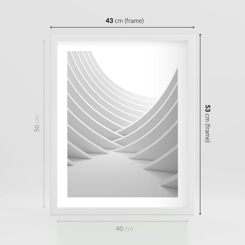 Plakat w ramie 40x50 - Nowoczesna Ekspresja - abstrakcja, 3D - rama biała