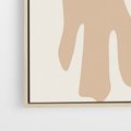 Obraz w ramie 70x100 - Eksploracja Abstrakcji - beżowa absrakcyjna kompozycja, czarny akcent - rama drewno
