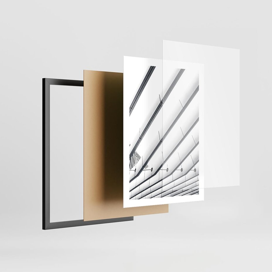 Plakat w ramie 50x70 - Czarno-Biała Fotografia Architektury - nowoczesna architektura, bialo czarny - rama czarna