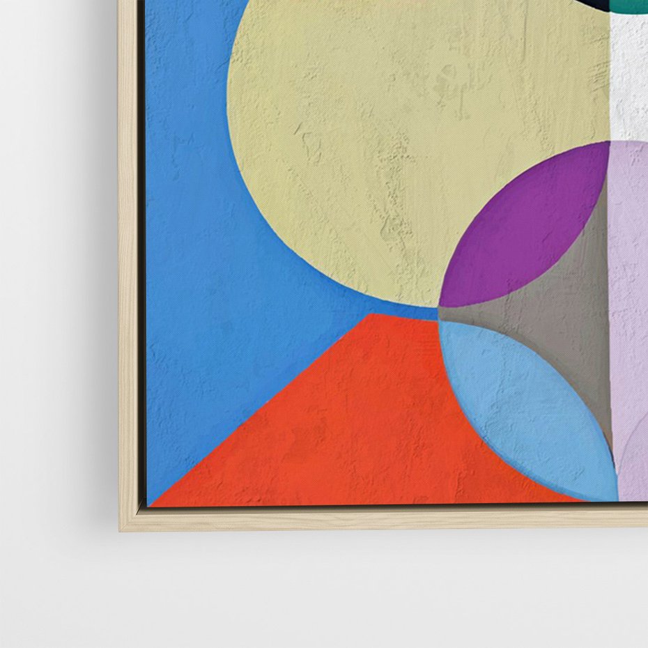 Obraz w ramie 50x70 - Tajemnicze Odbicia Czasu - abstrakcyjne geometryczne kształty, olejny obraz - rama drewno