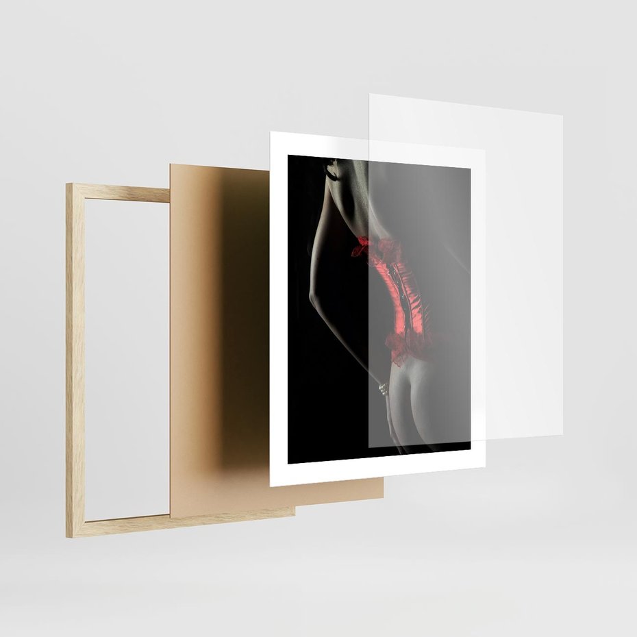 Plakat w ramie 40x50 - Piękno i Siła - akt, kobieta - rama drewno