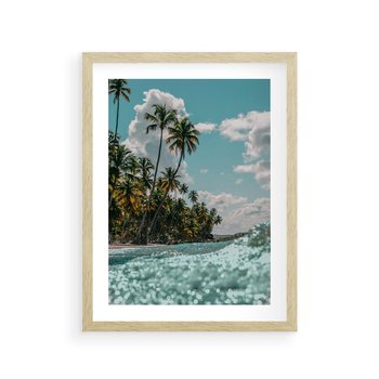 Plakat w ramie 40x50 - Rajskie Wakacje - plaża, palmy - rama drewno