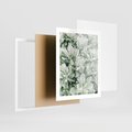 Plakat w ramie 40x50 - Liście w Jasnych Odcieniach Zielonego - liście, jasna zieleń fotografia - rama biała