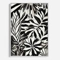 Obraz w ramie 70x100 - Czarne Liście - akwarelowy obraz, czarno biały - rama biała