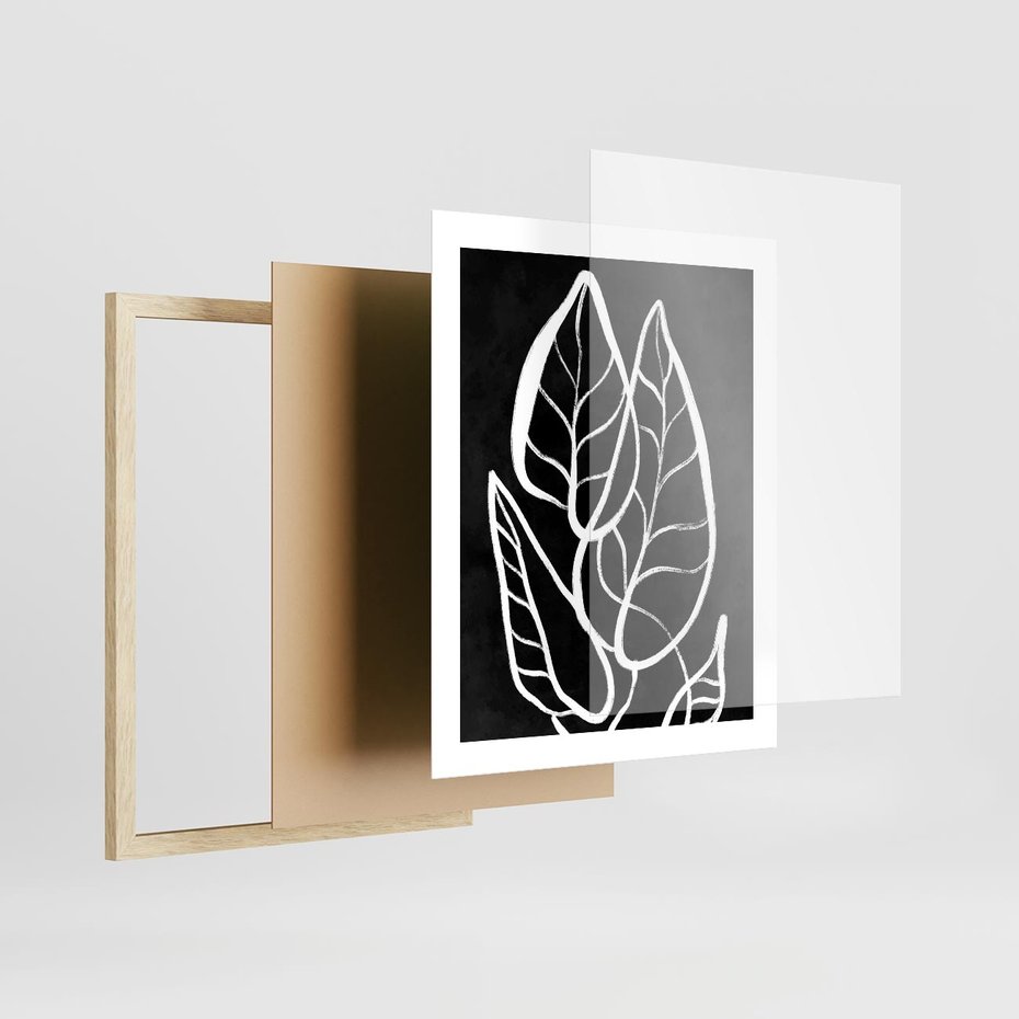 Plakat w ramie 40x50 - Lustrzane Odbicie - mroczna sztuka, minimalizm - rama drewno