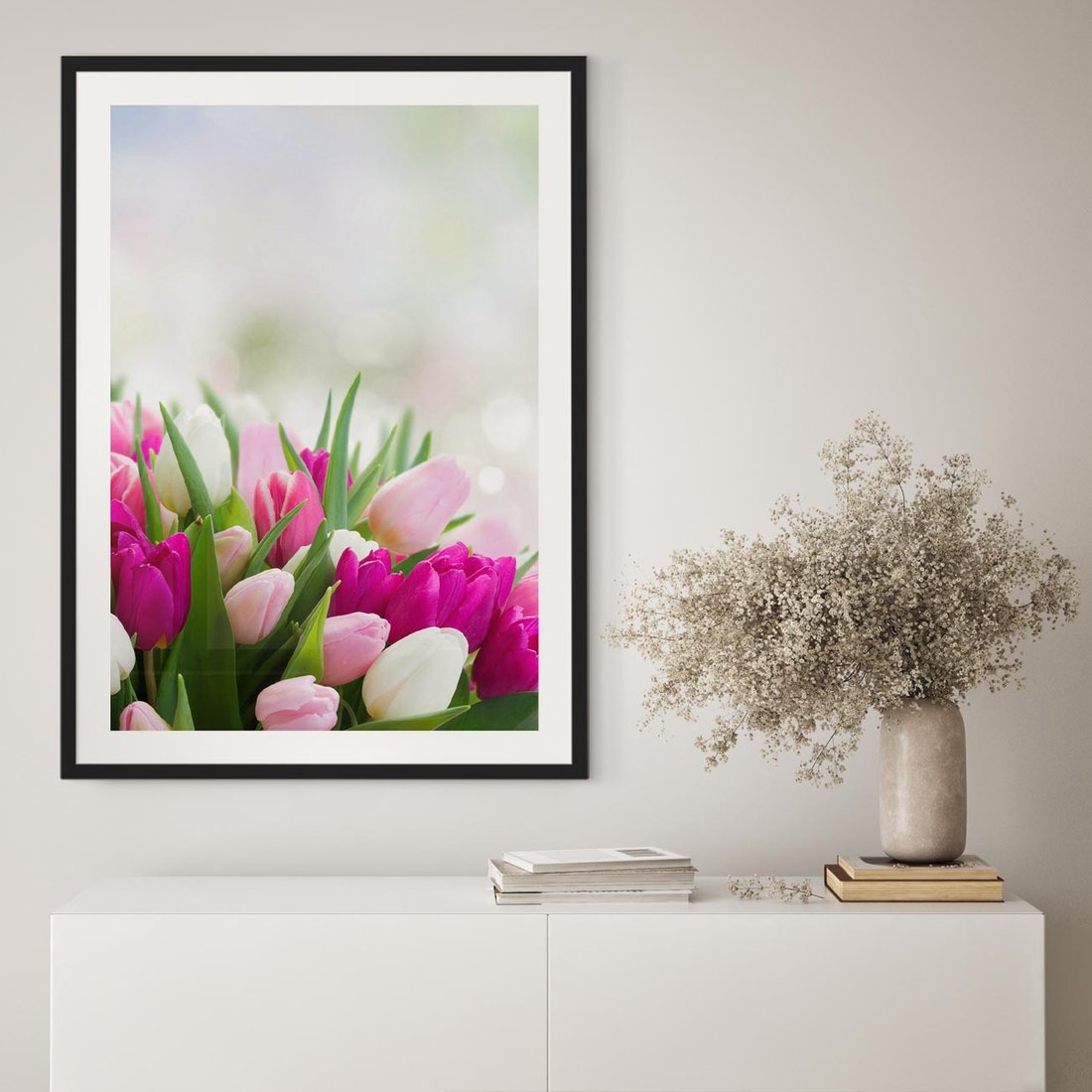 Plakat w ramie 40x50 - Tulipany w pełnym rozkwicie - tulipany, kwiaty - rama czarna