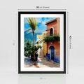 Plakat w ramie 30x40 - Spokój Miasta nad Morzem - akwarela, sródziemnomorski klimat - rama czarna