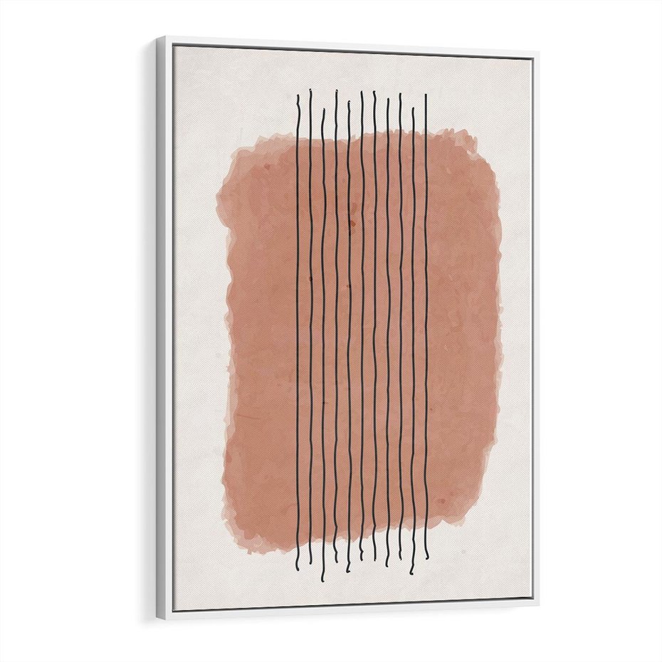 Obraz w ramie 70x100 - Rozmyte Widzenia - abstrakcyjna akwarelowa plama, nieregularne kreski - rama biała