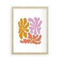 Plakat w ramie 50x70 - Rozbijające Refleksje - abstrakcyjne kolorowe kwiaty, minimlizm - rama drewno