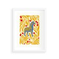 Plakat w ramie 30x40 - Zebra w Nowoczesności - abstrakcyjna nowoczesna grafika, pośrodku zebra - rama biała