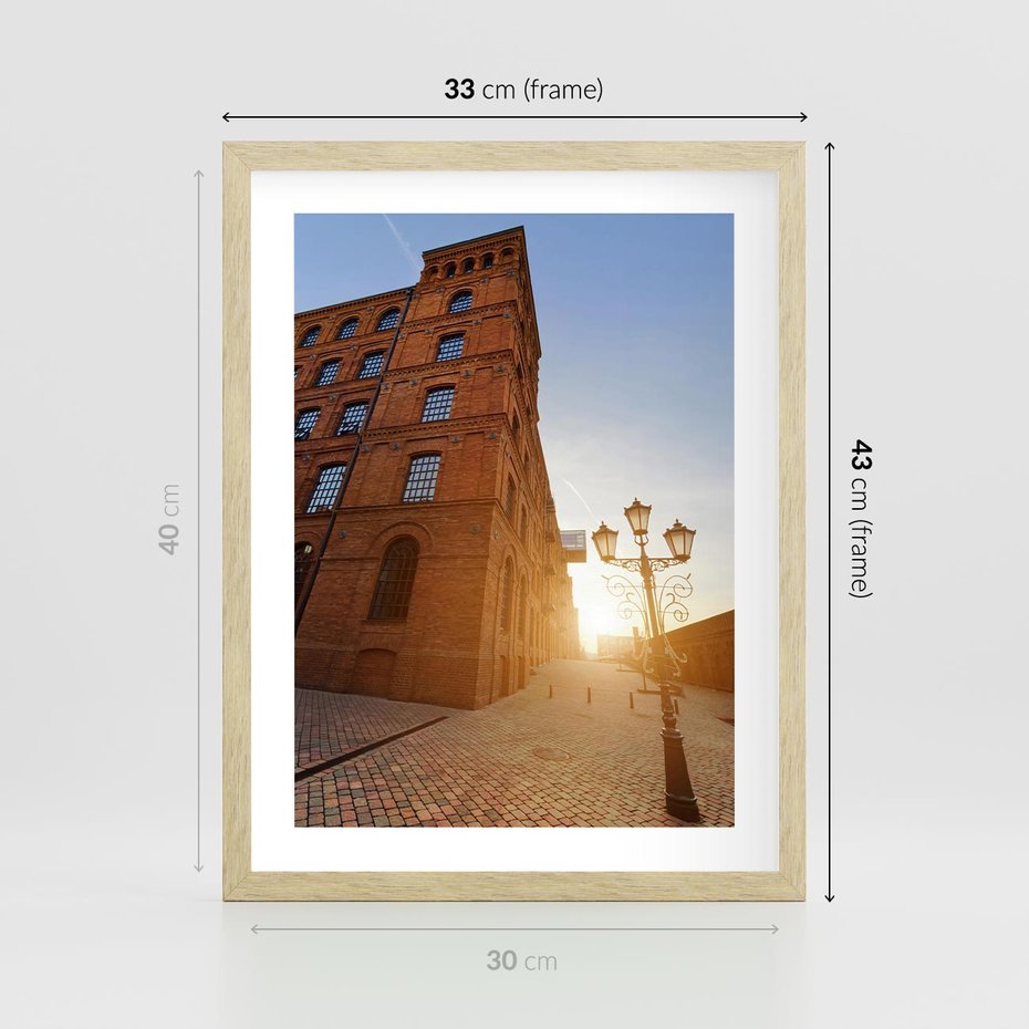 Plakat w ramie 30x40 - Perspektywa uliczki - uliczka, perspektywa - rama drewno