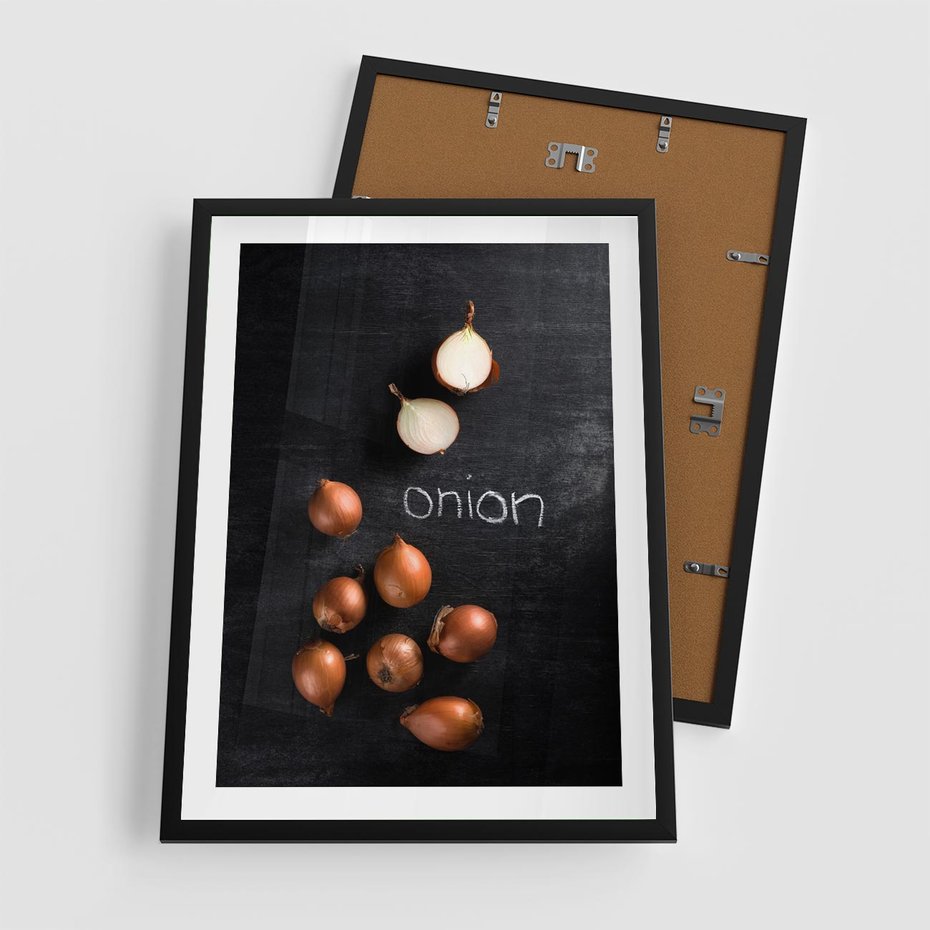 Plakat w ramie 50x70 - Aromatyczne Inspiracje - cebula, kuchnia - rama czarna