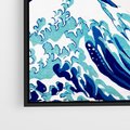 Obraz w ramie 70x100 - Fala Japandi - wielka fala w Kaganawie, obraz Hokusai - rama czarna