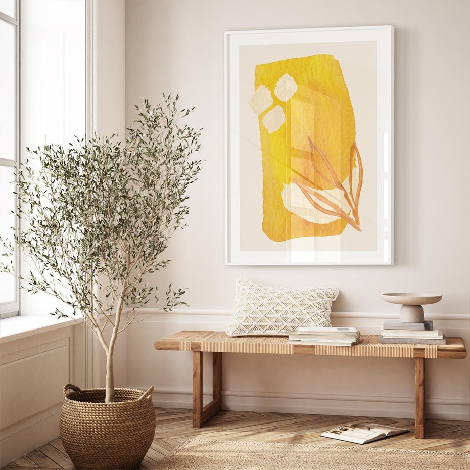 Plakat bez ramy 30x40 - Kolorowe Marzenia - abstrakcyjna żółta plama, akwarela