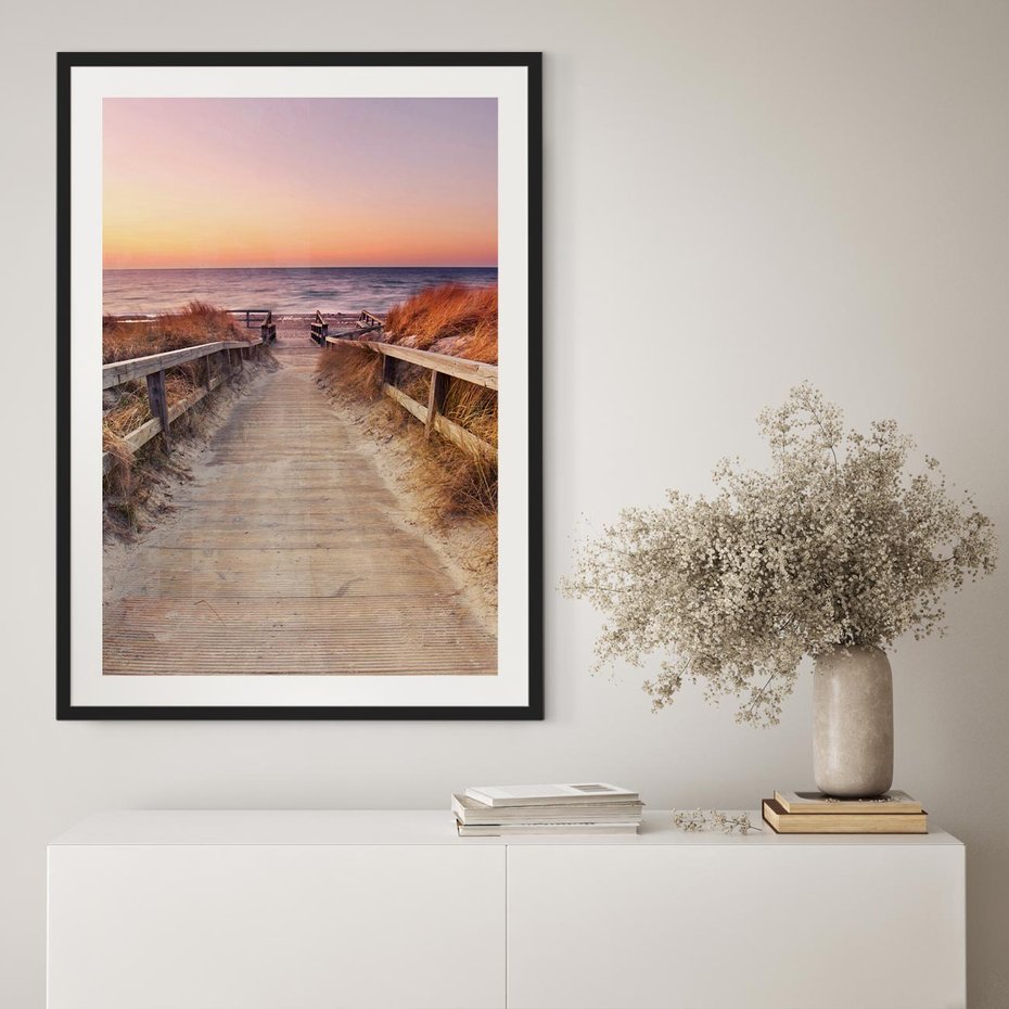 Plakat bez ramy 40x50 - Spacer Wśród Przyboju - dróżka, morze