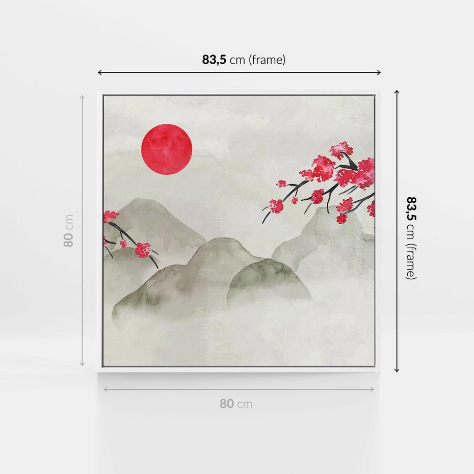 Obraz w ramie 80x80 - Harmonia Japandi - styl japandi, japonia - rama biała