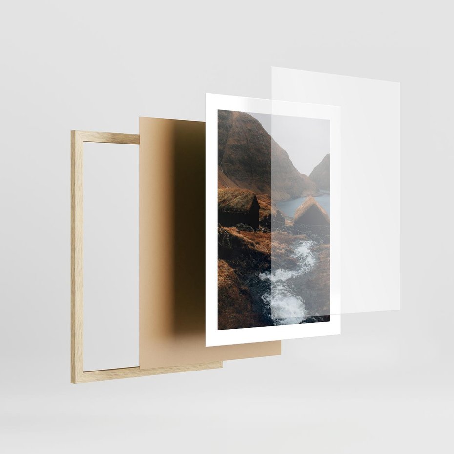 Plakat w ramie 30x40 - Spokój Natury - skandynawski, pejzaż - rama drewno
