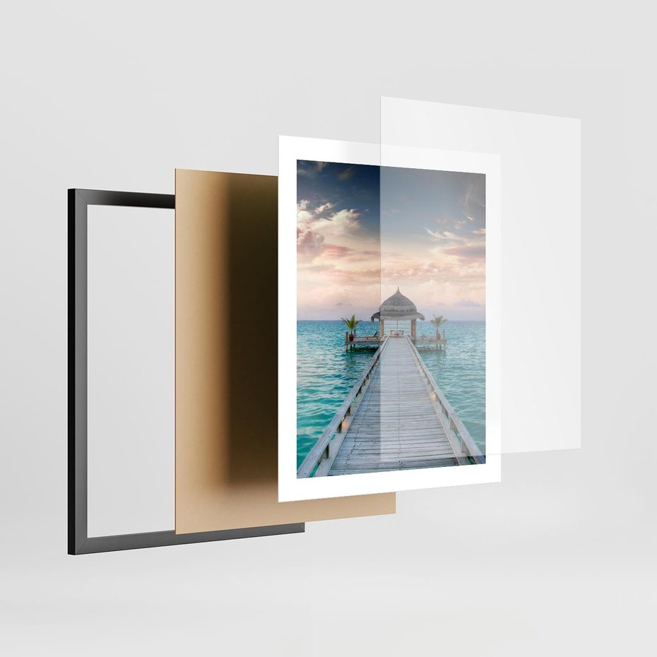 Plakat w ramie 40x50 - Morski Pomost - morze, pomost - rama czarna