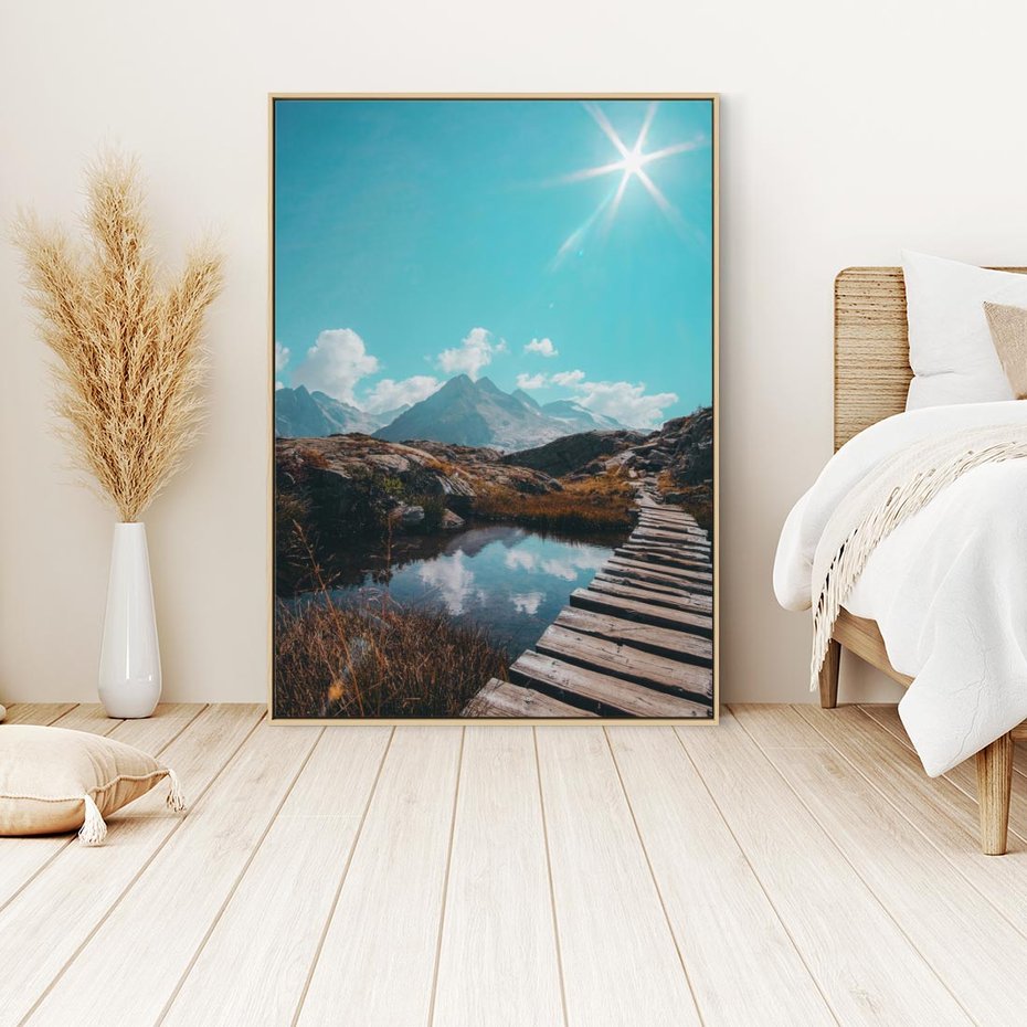 Obraz w ramie 50x70 - Inspirujący Pejzaż - ścieżka, górska - rama drewno