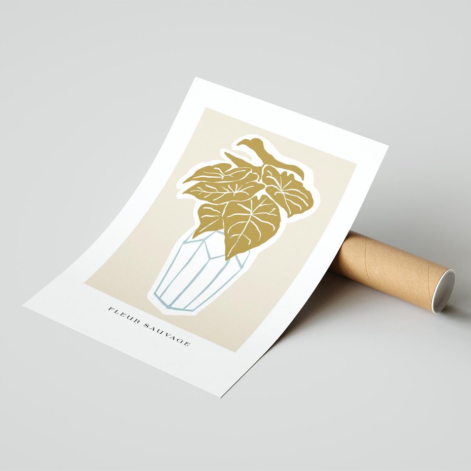 Plakat bez ramy 21x30 - Rytmy Nowych Wizji - abstrakcyjne liście, tropikalne w wazonie