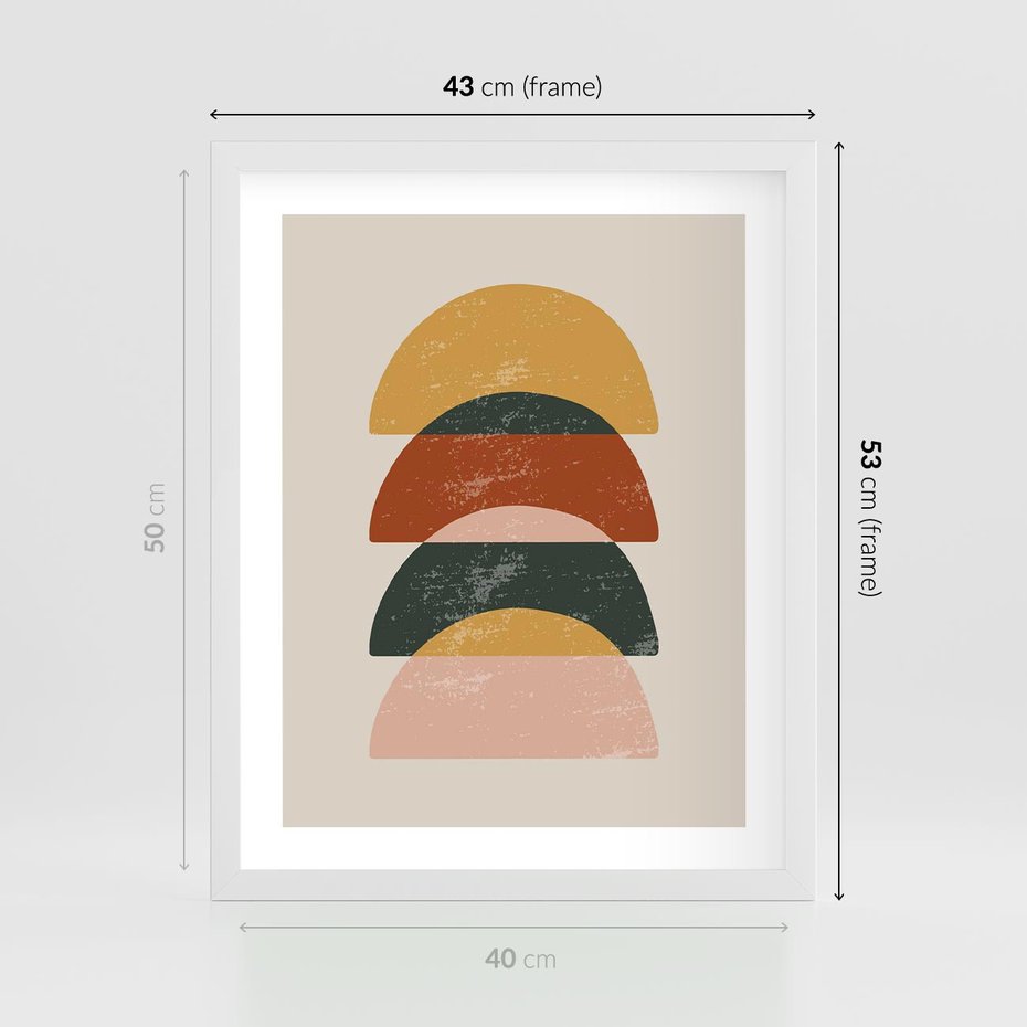 Plakat w ramie 40x50 - Energetyczne Wzory - nowoczesny plakat, abstrakcyjne kształty - rama biała