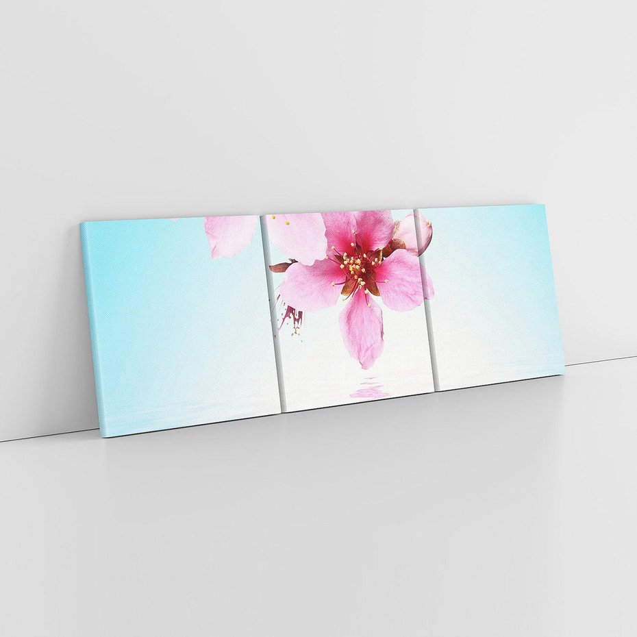 Obraz na płótnie 120x40 - Kwiatowa oaza nad wodą - kwiaty, woda