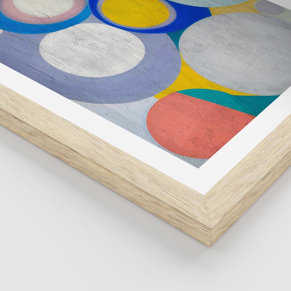 Plakat w ramie 30x40 - Rozkwitająca Symfonia Serca - abstrakcyjne geometryczne kształty, olejny obraz - rama drewno