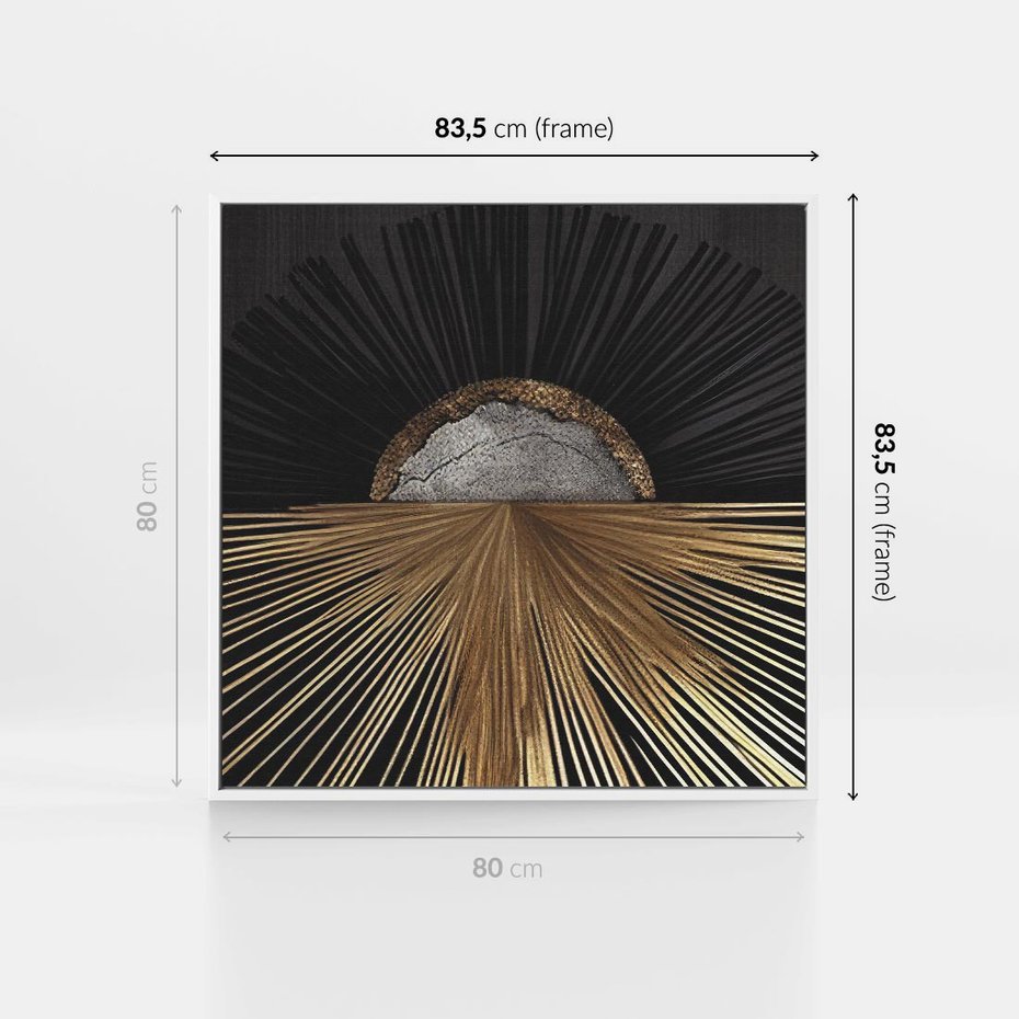 Obraz w ramie 80x80 - Metaliczne Boho Abstrakcje - boho, słońce - rama biała