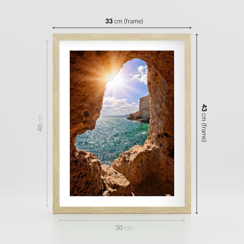 Plakat w ramie 30x40 - Potęga Natury - morze, klify - rama drewno