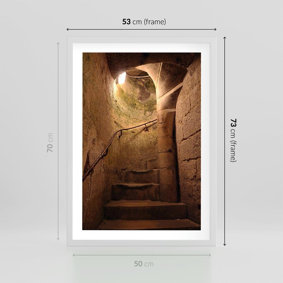 Plakat w ramie 50x70 - Perspektywa uliczki - uliczka, perspektywa - rama biała