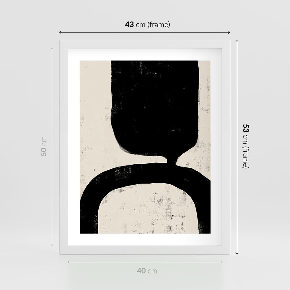 Plakat w ramie 40x50 - Przenikające Plamy - abstrakcyjna sztuka, minimalizm - rama biała