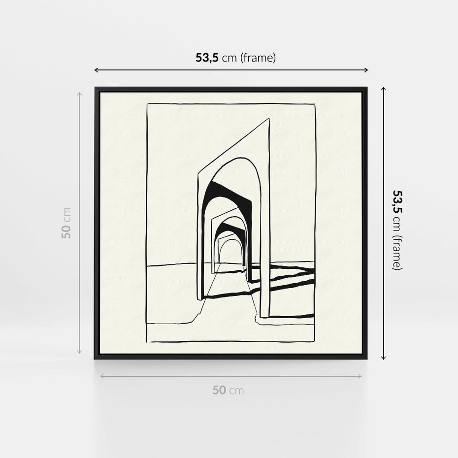 Obraz w ramie 50x50 - Poezja światła i cienia - nowoczesna sztuka, minimalistyczny styl - rama czarna