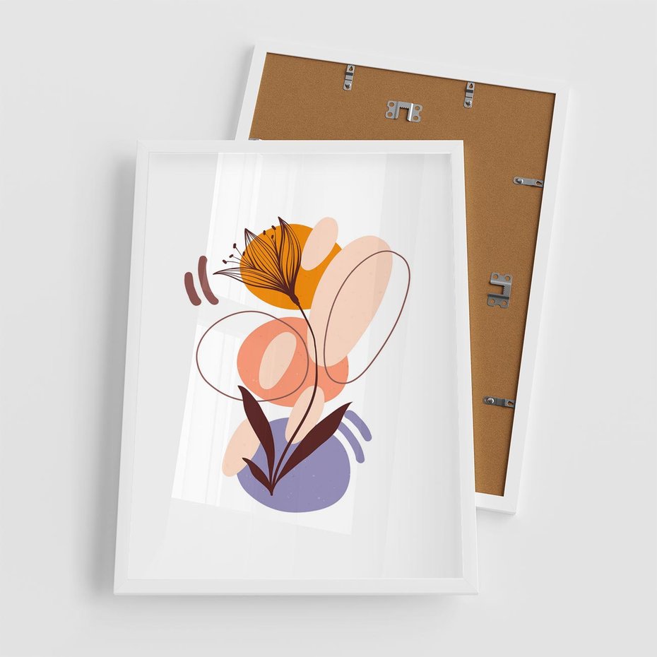 Plakat w ramie 50x70 - Kwiatowa Impresja - abstrakcyjna sztuka, plamy - rama biała