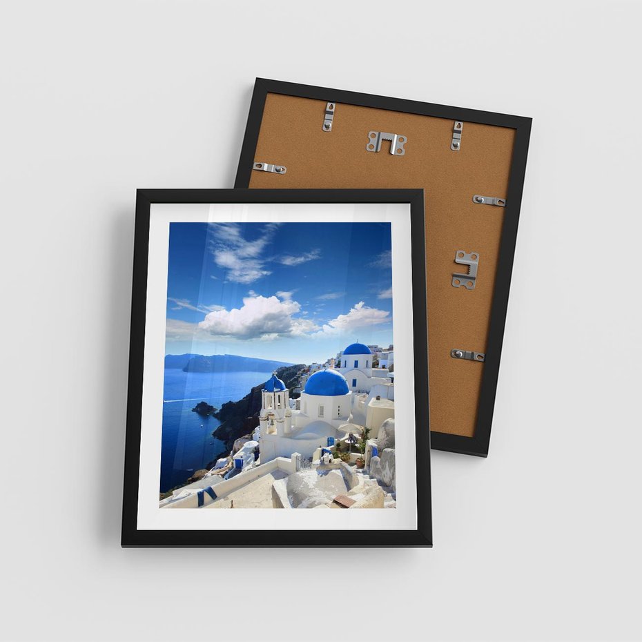 Plakat w ramie 40x50 - Magiczne Widoki - Santorini, perspektywa - rama czarna