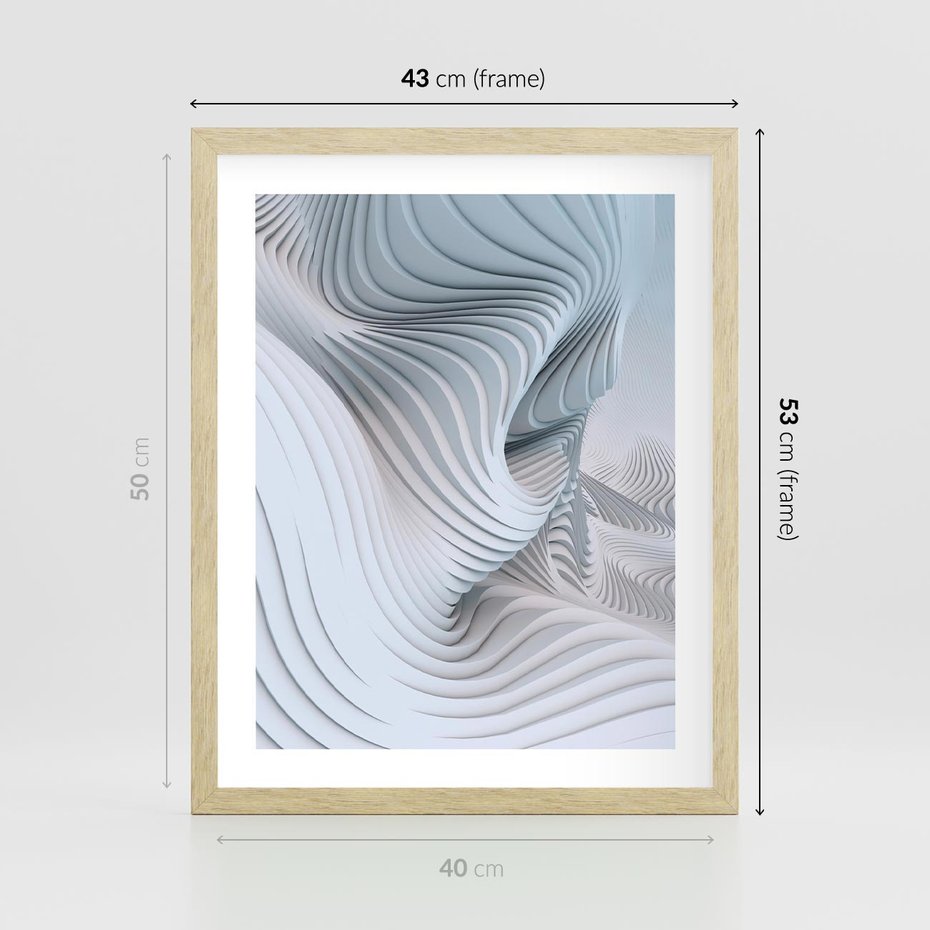 Plakat w ramie 40x50 - Abstrakcyjne Przestrzenie - geometria, 3D - rama drewno