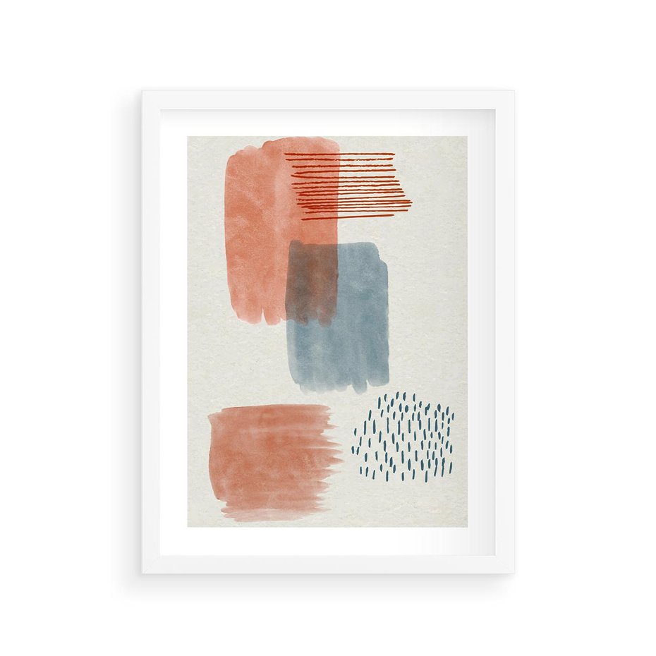 Plakat w ramie 30x40 - Pastelowa Abstrakcja: Maźnięcia Farbą - abstrakcja, maźnięcia farny - rama biała