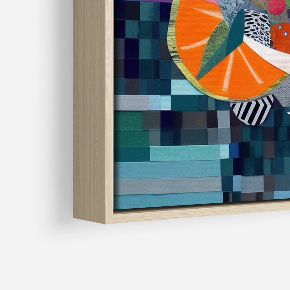 Obraz w ramie 80x120 - Migocące Widoki Harmonii - abstrakcyjny obraz, jak picasso - rama drewno