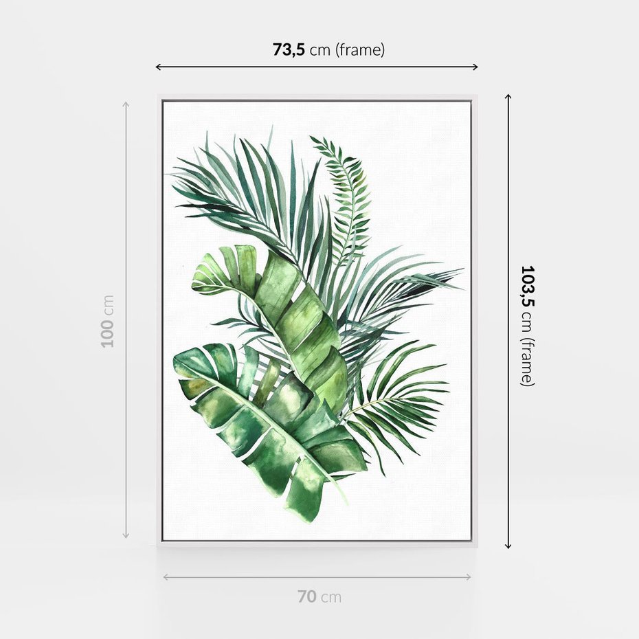 Obraz w ramie 70x100 - Piękno Złotej Rośliny - złote, liście - rama biała