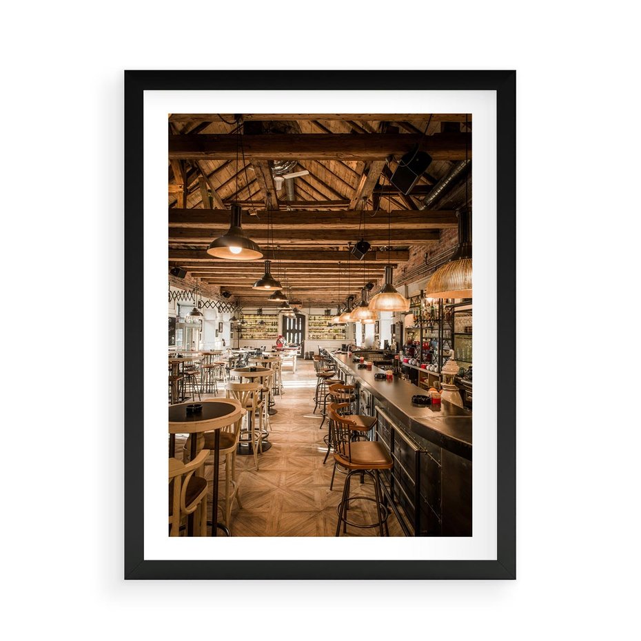 Plakat w ramie 50x70 - Smak i styl - restauracja, architektura - rama czarna