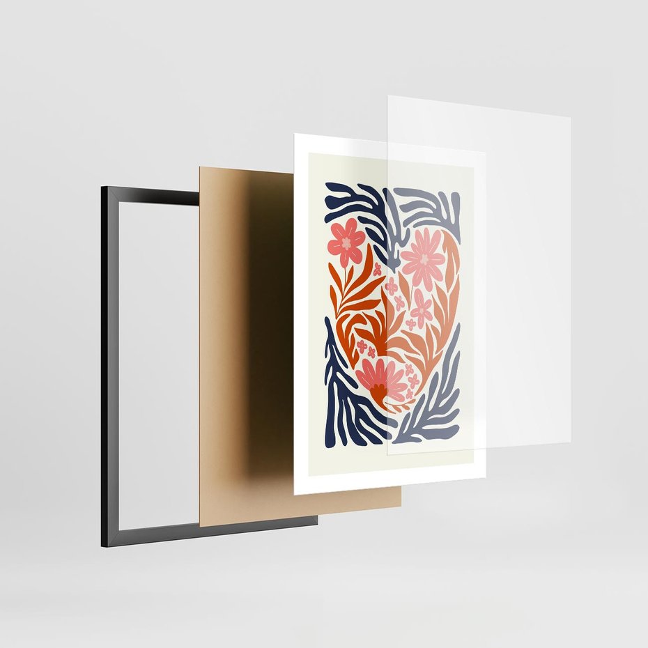 Plakat w ramie 50x70 - Kwiatami Splecione - kwiaty, nowoczesny plakat - rama czarna