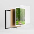 Plakat w ramie 50x70 - Spacer Ścieżką w Urokliwym Lesie - las, ścieżka - rama czarna