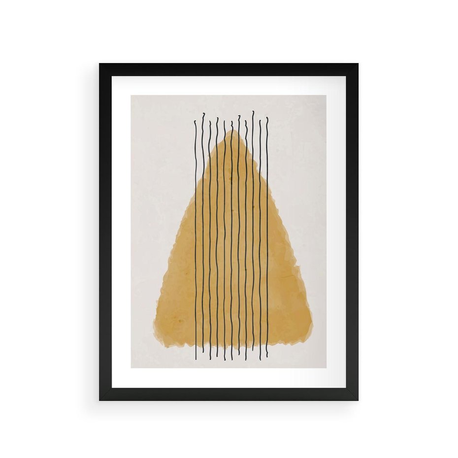 Plakat w ramie 30x40 - Migocące Impulsy - abstrakcyjna akwarelowa plama, nieregularne kreski - rama czarna
