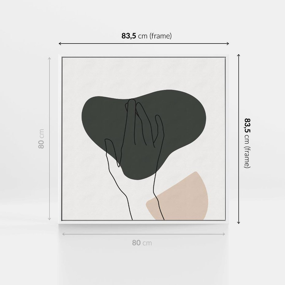 Obraz w ramie 80x80 - Bezczasowe Echo - szkic jedną linią, one line - rama biała