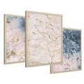 Zestaw obrazy w ramie 50x70 galeria - Marmur, złoto, błękit, turkus - rama drewno