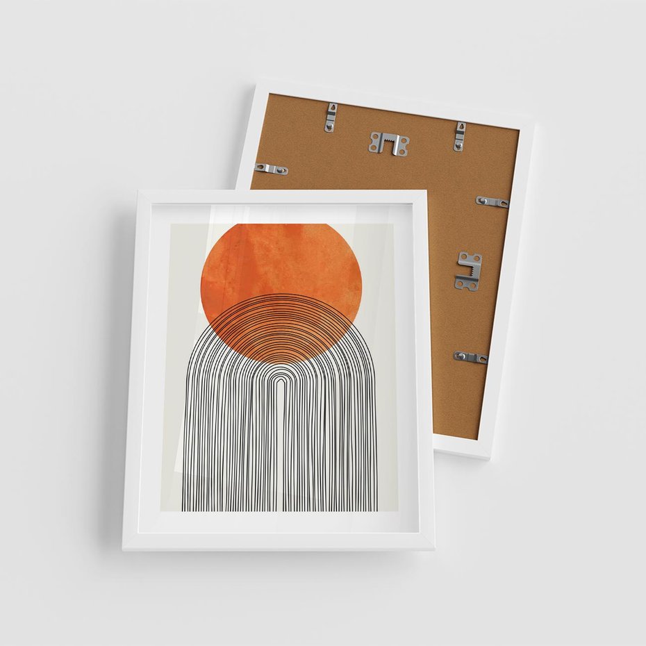 Plakat w ramie 40x50 - Abstrakcyjne Pulsacje - koło, boho styl - rama biała