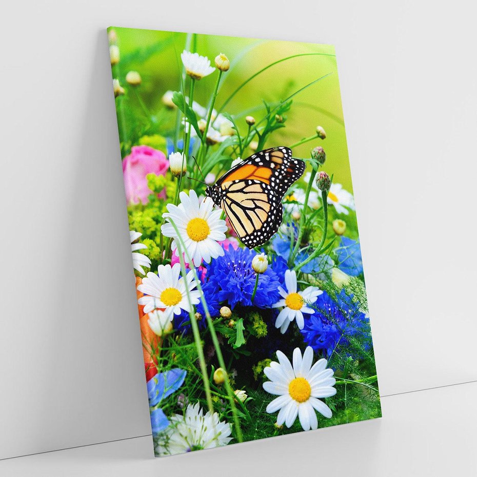 Obraz na płótnie 50x70 - Kwiatowy Taniec - motyl, kwiaty